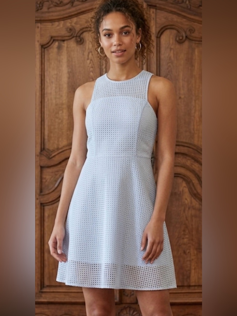 Erin Fetherston sleeveless fit and flare honeycomb mesh pocket dress